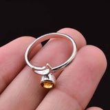 0.25ct Engagement Ring Round Yellow Citrine Crescent Moon 14k White Gold Finish