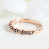 1ct Round Black Diamond Wedding Band Stackable Half Eternity 14k Rose Gold Over
