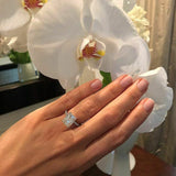 3.5Ct Emerald Cut Diamond Solitaire Ring 14K White Gold Finish with Round Accent