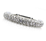 3Ct Round Brilliant Cut Diamond 3 Row Iced Eternity Band 18K White Gold Finish