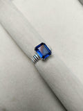 2.4ct Emerald Cut Blue Sapphire Braided Shank Solitaire Ring 14k White Gold Over