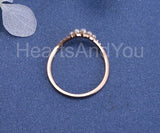 0.2ct Round Simulated Diamond Curved Dainty Pearl Wed Band 14k Rose Gold Plated