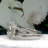 4.5ct Round Cut Diamond Dual Halo Split Band Cocktail Ring 14k White Gold Finish