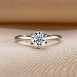 0.3ct Round Cut Moissanite Solitaire Women Engagement Ring 14k White Gold Plated