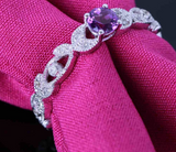 1ct Round Cut Purple Amethyst Filigree Engagement Ring 14k White Gold Finish