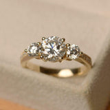 2.2ct Engagement Ring Round Diamond Solitaire with Accent 14k Yellow Gold Finish