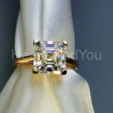 2.5ct Asscher Simulated Diamond Solitaire Engagement Ring 14k Yellow Gold Plated