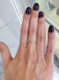 0.5ct Round Cut Green Emerald Wedding Band Ring Petal Vine 14k YellowGold Finish