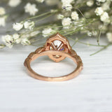 1.5Ct Oval Cut DVVS1 Diamond Vintage Halo Engagement Ring 14K Rose Gold Finish