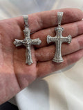 2ct Round Cut Moissanite Jesus Face Cross Pendant 14K White Gold Plated NO CHAIN
