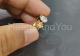 0.5ct Pear Cut Simulated Diamond Solitaire Trilogy Ring 14k Yellow Gold Plated