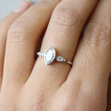 2ct Marquise Cut Diamond Engagement Ring Bezel Bridal Set 14k White Gold Finish