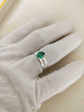 2ct Engagement Ring Oval Cut Green Emerald Split Shank 14k White Gold Finish