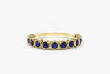 2.3ct Wedding Ring Band Round Cut Blue Sapphire Stackable 14k Yellow Gold Finish