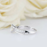 3ct Round Cut Diamond Engagement Ring Dual Row Accent Women 14k WhiteGold Finish