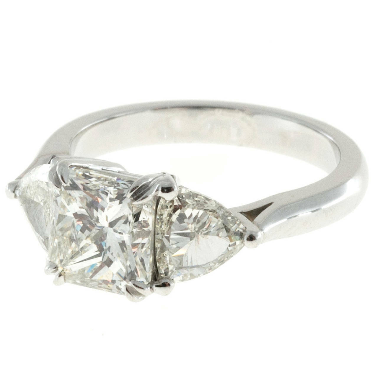 18k Rose Gold Three-stone Trillion And Oval Diamond Engagement Ring #105800  - Seattle Bellevue | Joseph Jewelry