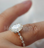 2.2ct Elongated Oval Cut Simulated Diamond Accented Ring 14k White Gold Plated