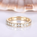 Bridal Half Eternity Wedding Ring Band 1ct Round Cut Diamond 14k YellowGold Over