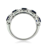 4Ct Round Cut Blue Sapphire Royal Halo Engagement Ring 14K White Gold Finish