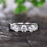 2.2ct Round Cut Moissanite Anniversary Women Wedding Band 14K White Gold Plated
