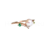 0.5ct Round Cut Simulated Diamond Pearl Minimalist Ring 14k Rose Gold Plated