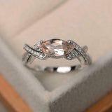 2ct Marquise Cut Morganite Solitaire with Cross Accent Ring 14k WhiteGold Finish