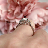0.5ct Round Cut Moissanite Petite Women Engagement Ring 14k White Gold Plated