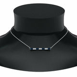 1ct Baguette Cut Blue Sapphire Horizontal Pendant 14k White Gold Finish NO CHAIN