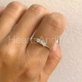 0.2ct Round Cut Moissanite Minimalist Trilogy Women Ring 14k Yellow Gold Plated