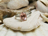 1.3ct Engagement Ring Oval Cut Peach Morganite Solitaire 14k White Gold Finish