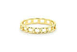 Open Cuban Link Engagement Ring 14k Yellow Gold Finish