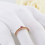 0.3ct Round Cut Pink Ruby Wedding Band Split Open Solitaire 14k Rose Gold Finish