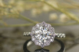 3Ct Cushion Cut Diamond Kite Set Vintage Engagement Ring 14K White Gold Finish
