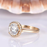 Halo Solitaire Engagement Ring 1.2ct Round Cut VVS1 Diamond 14k Rose Gold Finish