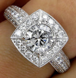 5Ct Round Cut VVS1/D Diamond Halo Vintage Engagement Ring 14K White Gold Finish