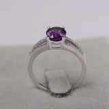 2.4ct Engagement Ring Oval Cut Purple Amethyst Split Shank 14k White Gold Finish