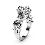 2.3ct Round Cut VVS1 Diamond Engagement Ring 14k White Gold Finish Leaf Filigree