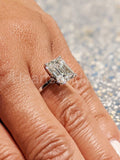 0.35ct Emerald Simulated Diamond Solitaire Engagement Ring 14k White Gold Plated