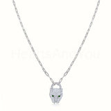 1ct Round Cut Moissanite Panther Paperclip Pendant Chain 14k Yellow Gold Plated