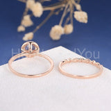 2ct Round Simulated Morganite Half Eternity Halo Bridal Set 14k Rose Gold Plated