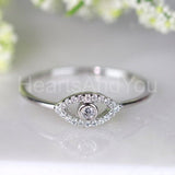 0.2ct Round Cut Moissanite Evil Eye Women Engagement Ring 14k White Gold Plated