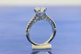 1.5ct Round Cut Diamond Engagement Ring Antique Milgrain 14k White Gold Finish