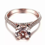 2.3ct Round Cut Peach Morganite Diamond Cluster Accent Ring 14k Rose Gold Finish