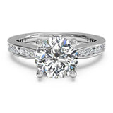 2.5ct Round Cut Diamond Solitaire Ring 14k White Gold Finish Channel Set Accents