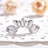 1.5ct Engagement Ring Baguette Cut Diamond Art Deco Crown 14k White Gold Finish