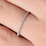 0.25ct Round Cut Moissanite Minimalist Women Wedding Band 14k White Gold Plated