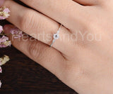 0.3ct Round Cut Moissanite Minimalist Women Engagement Ring 14k WhiteGold Plated