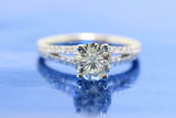 2ct Round Cut Diamond Split Shank Solitaire with Accent Ring 14k White Gold Over