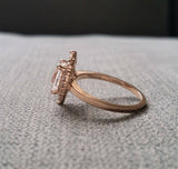 3Ct Round Cut Diamond Halo Crown Solitaire Engagement Ring 14K Rose Gold Finish