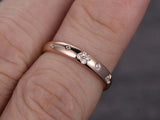 0.8ct Round Cut VVS1D Diamond Wedding Band Flush Set Flower 14k Rose Gold Finish